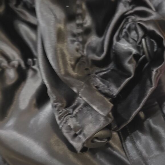 Akira Bow Down Ruched Satin Pants- Black - Picture 8 of 8